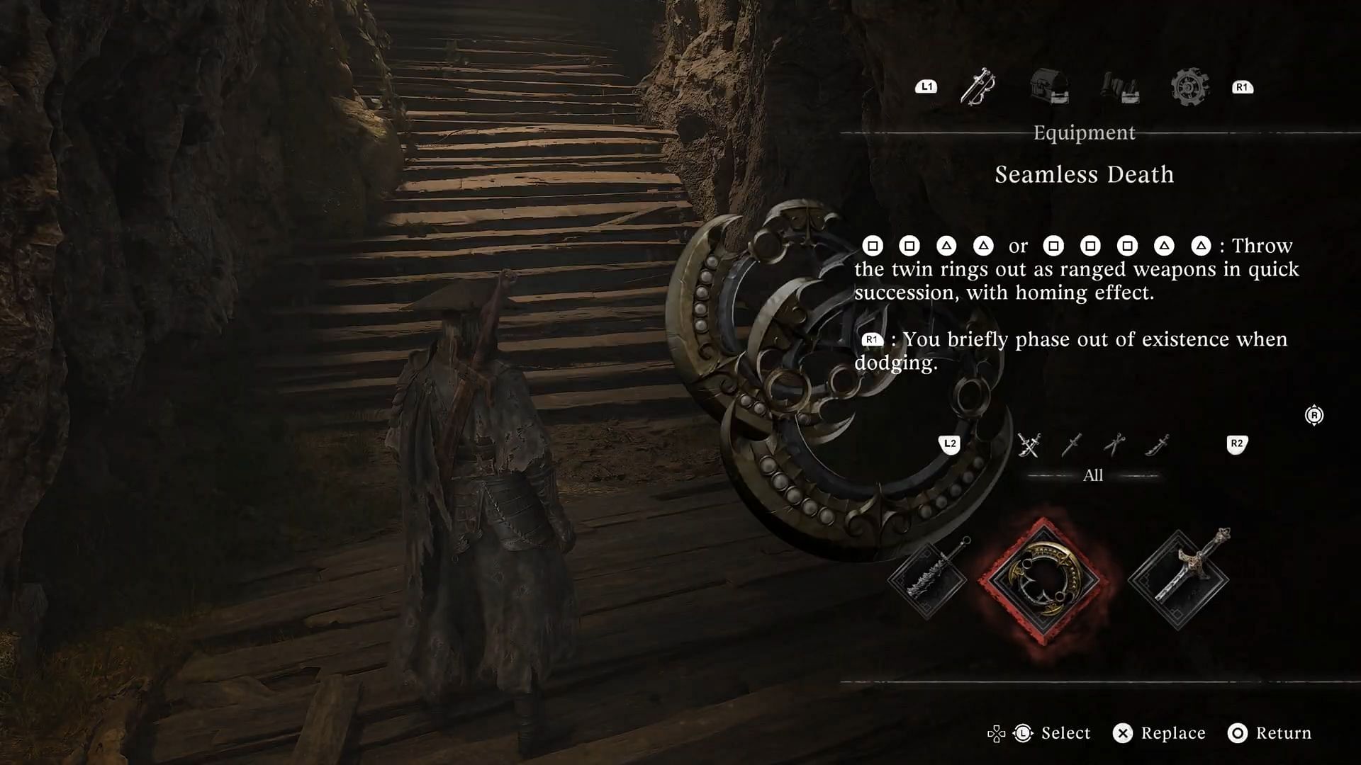 Seamless Death will give you the resemblance of Dynasty Warriors Origins Wheels 'Circular blades" (Image via S-Game)